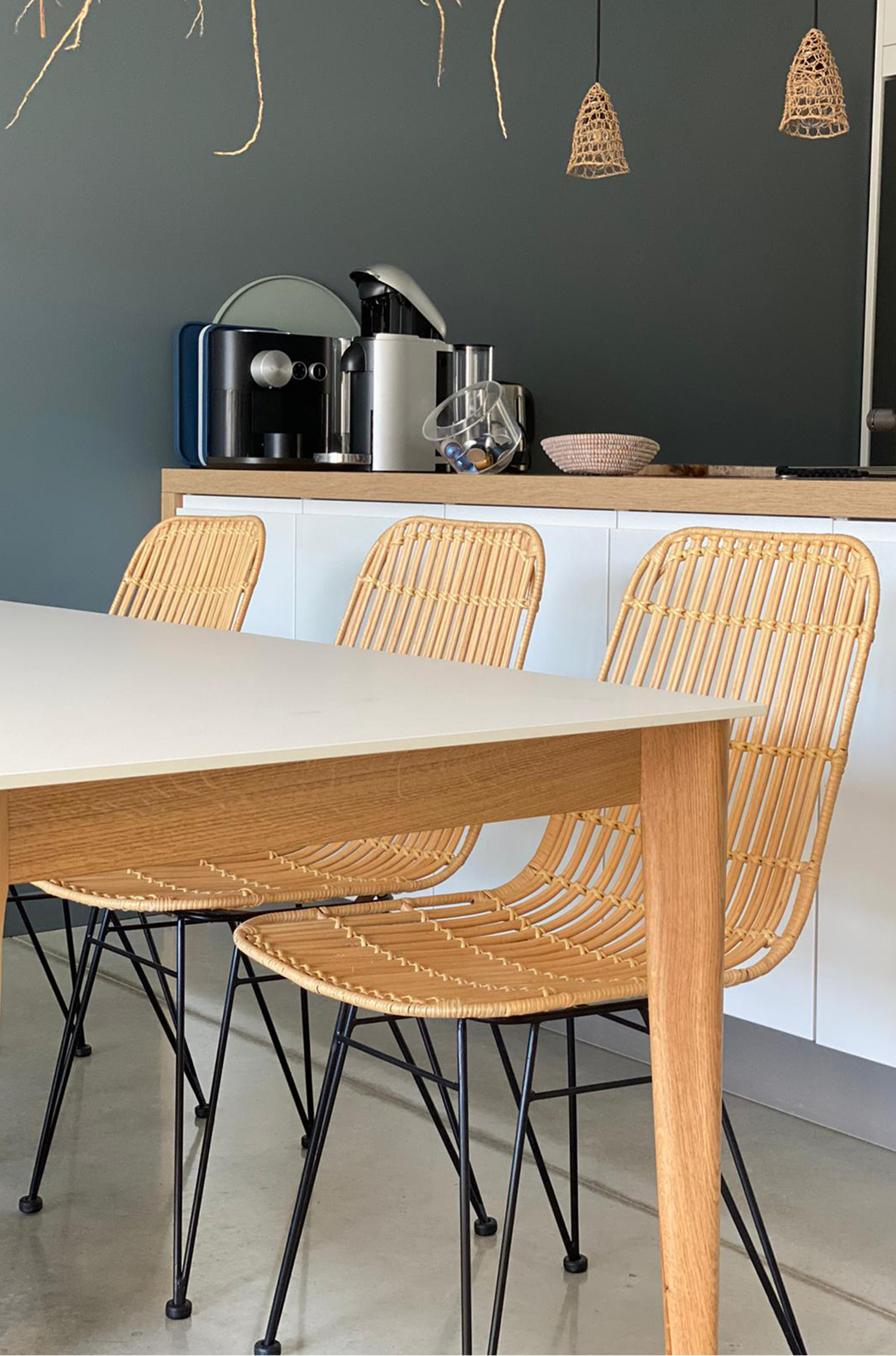 Détail sur les chaises en rotin